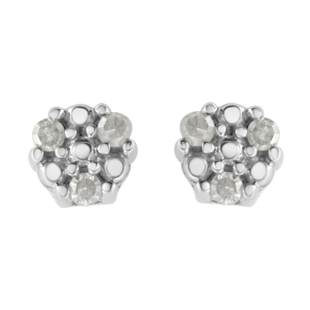 .925 Sterling Silver 1/10 cttw Prong Set Round-Cut Trio Diamond Stud Earrings (I-J Color, I3 Clarity)-0