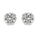 .925 Sterling Silver 1/10 cttw Prong Set Round-Cut Trio Diamond Stud Earrings (I-J Color, I3 Clarity)-0