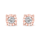 .925 Sterling Silver 1/10 Cttw Round Brilliant-Cut Diamond Miracle-Set Stud Earrings-0