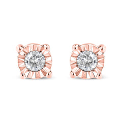 .925 Sterling Silver 1/10 Cttw Round Brilliant-Cut Diamond Miracle-Set Stud Earrings-0