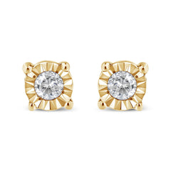 .925 Sterling Silver 1/10 Cttw Round Brilliant-Cut Diamond Miracle-Set Stud Earrings-2