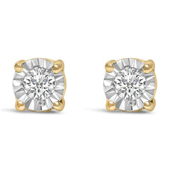 .925 Sterling Silver 1/10 Cttw Round Brilliant-Cut Lab Grown Diamond Miracle-Set Stud Earrings (F-G Color, VS1-VS2 Clarity)-2