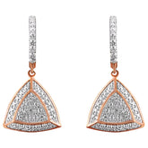 Rose Gold Plated Sterling Silver Round Cut Diamond Fashion Dangle Earrings (0.03 cttw, H-I Color, I2-I3 Clarity)-0