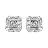 .925 Sterling Silver Round-Cut Diamond Accent Swirl Square Knot Stud Earrings (H-I Color, I2-I3 Clarity)-0