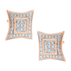 .925 Sterling Silver Diamond Accented 4-Stone Four Pointed Star Shaped Halo-Style Stud Earrings (H-I Color, I2-I3 Clarity)-0