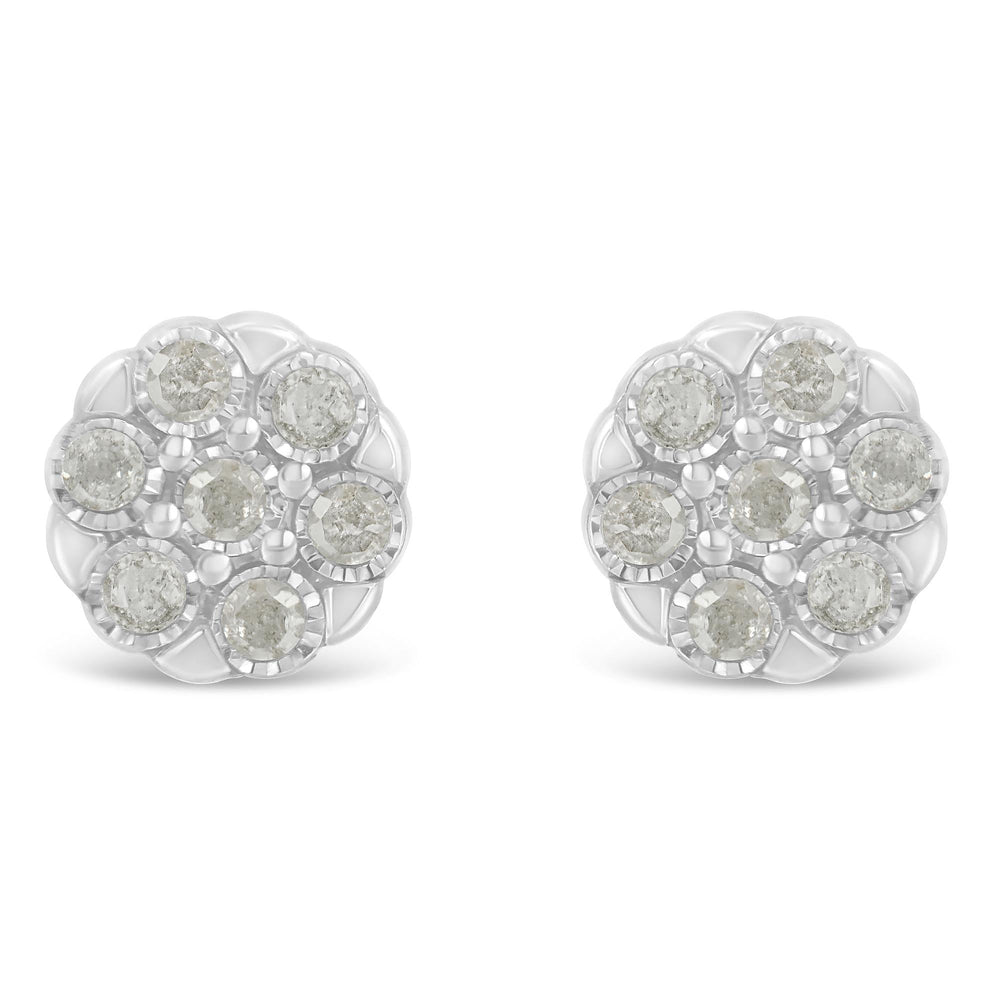 Sterling Silver Rose-Cut Diamond Floral Cluster Stud Earring (0.25 cttw, I-J Color, I2-I3 Clarity)-0