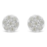 Sterling Silver Rose-Cut Diamond Floral Cluster Stud Earring (0.25 cttw, I-J Color, I2-I3 Clarity)-0