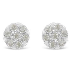 Sterling Silver Rose-Cut Diamond Floral Cluster Stud Earring (0.25 cttw, I-J Color, I2-I3 Clarity)-0