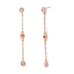 10K Rose Gold Plated .925 Sterling Silver 1/15 Cttw Diamond Dangle Earring (I-J Color, I3-Promo Clarity)-0