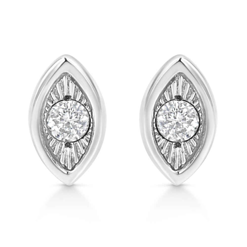 .925 Sterling Silver 1/10 Cttw Miracle-Set Diamond Stud Earrings (I-J Color, I2-I3 Clarity) - Choice of Shapes-0