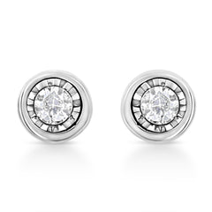 .925 Sterling Silver 1/10 Cttw Miracle-Set Diamond Stud Earrings (I-J Color, I2-I3 Clarity) - Choice of Shapes-1