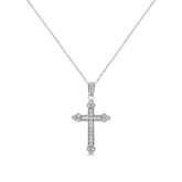.925 Sterling Silver 1/4 Cttw Prong Set Round-Cut Diamond Cross 18" Pendant Necklace - (I-J Color, I3-Promo Quality)-0