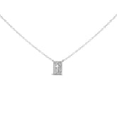 .925 Sterling Silver 1/10 Ctw Diamond Inlaid Cross Dog Tag Pendant Necklace (H-I Color, I1-I2 Clarity) - 18"-0