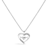 .925 Sterling Silver Diamond Accent MOM with Heart Pendant Necklace (J-K Color, I2-I3 Clarity) - 18" Inches-0