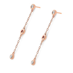 10K Rose Gold Plated .925 Sterling Silver 1/15 Cttw Diamond Dangle Earring (I-J Color, I3-Promo Clarity)-1