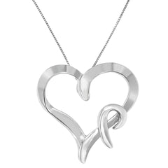 .925 Sterling Silver Heart Shaped Pendant Necklace-1