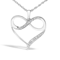 .925 Sterling Silver Diamond Accent Infinity Heart Love Pendant Necklace (J-K Color, I2-I3 Clarity) - 18" Inches-1