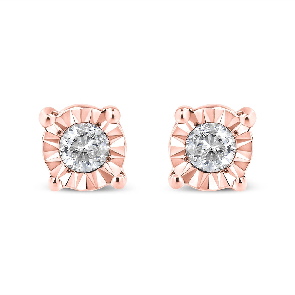 .925 Sterling Silver 1/10 Cttw Round Brilliant-Cut Diamond Miracle-Set Stud Earrings-0