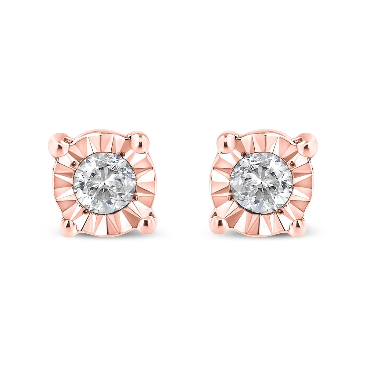 .925 Sterling Silver 1/10 Cttw Round Brilliant-Cut Diamond Miracle-Set Stud Earrings-0