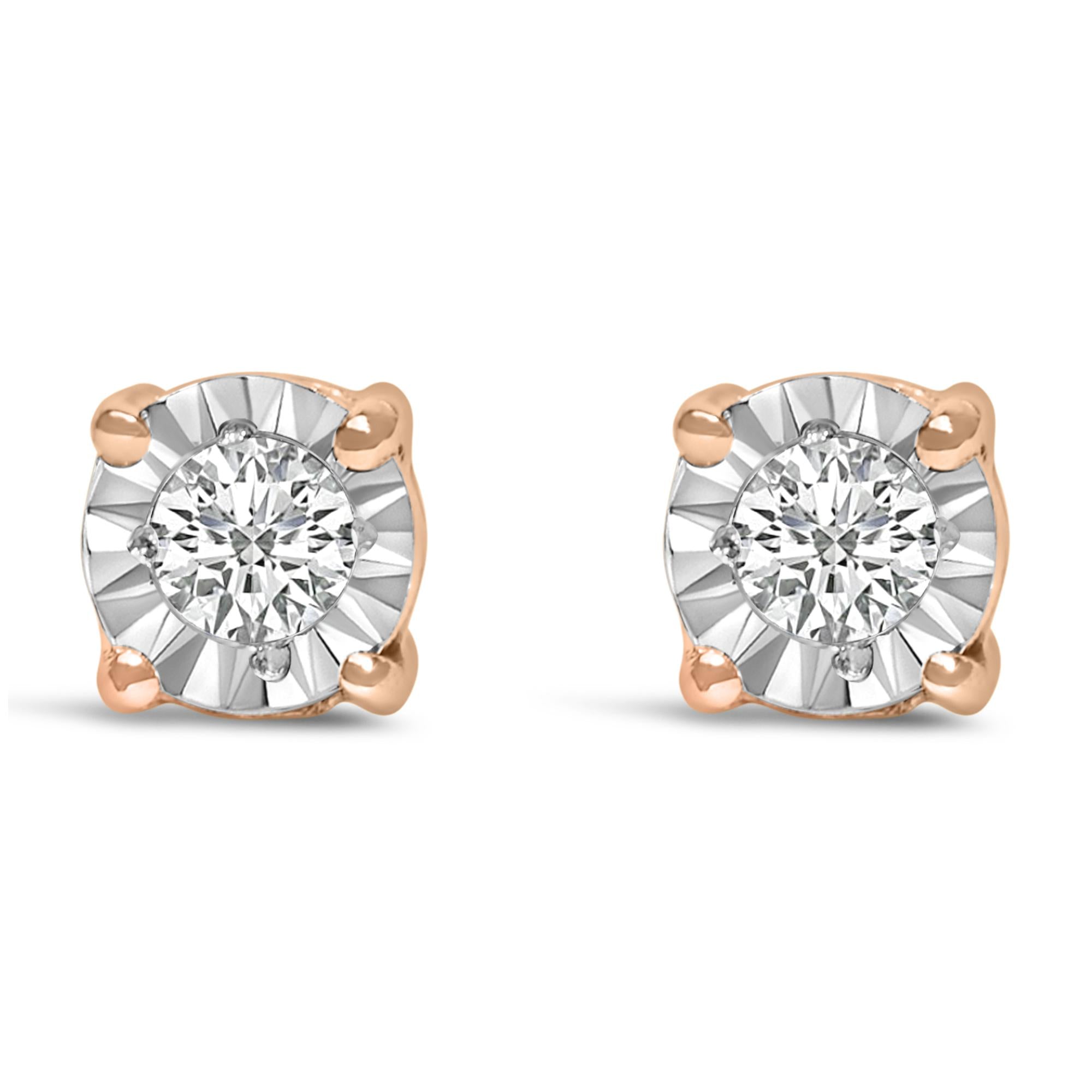 .925 Sterling Silver 1/10 Cttw Round Brilliant-Cut Lab Grown Diamond Miracle-Set Stud Earrings (F-G Color, VS1-VS2 Clarity)-0