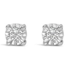 .925 Sterling Silver 1/10 Cttw Round Brilliant-Cut Lab Grown Diamond Miracle-Set Stud Earrings (F-G Color, VS1-VS2 Clarity)-1