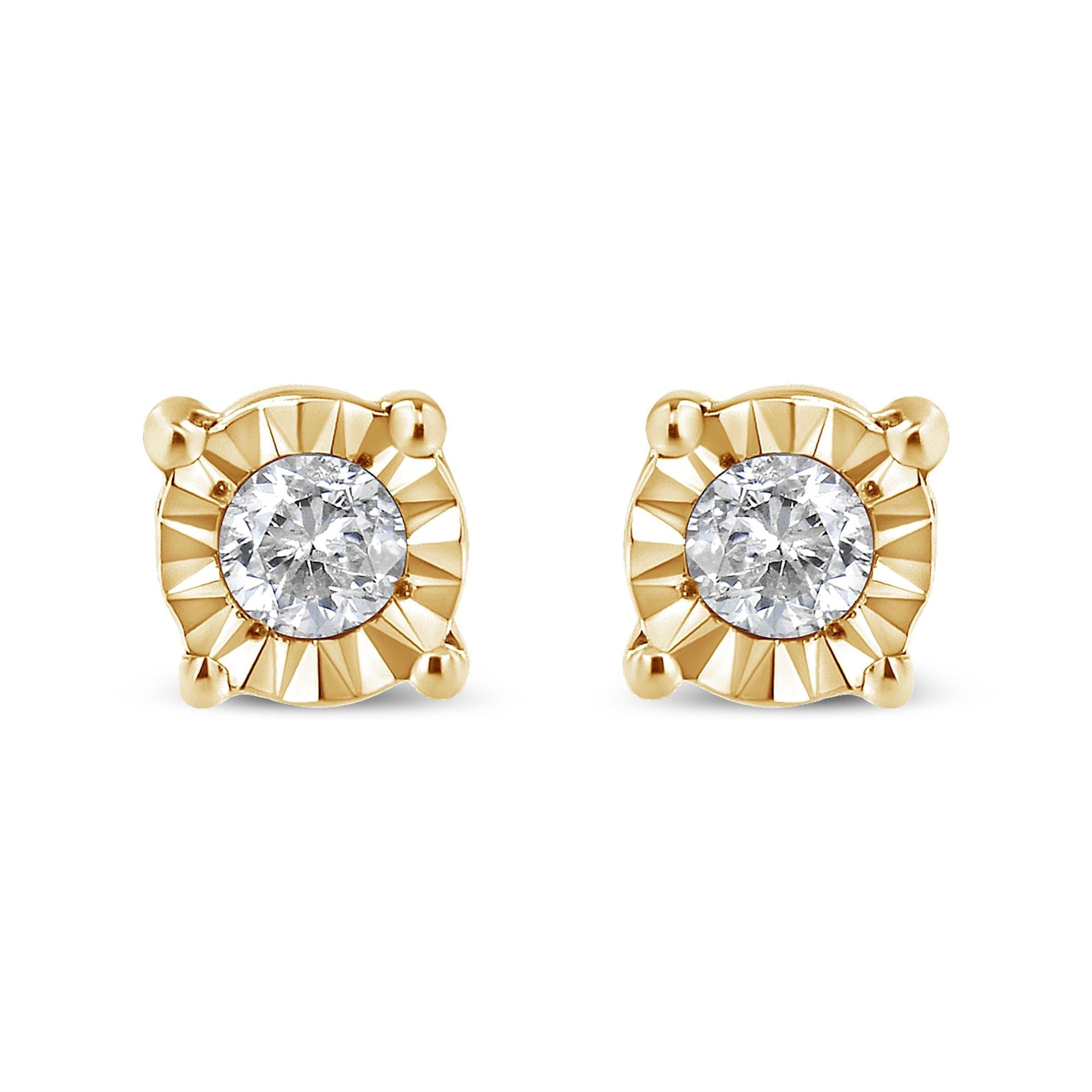 .925 Sterling Silver 1/10 Cttw Round Brilliant-Cut Diamond Miracle-Set Stud Earrings-2