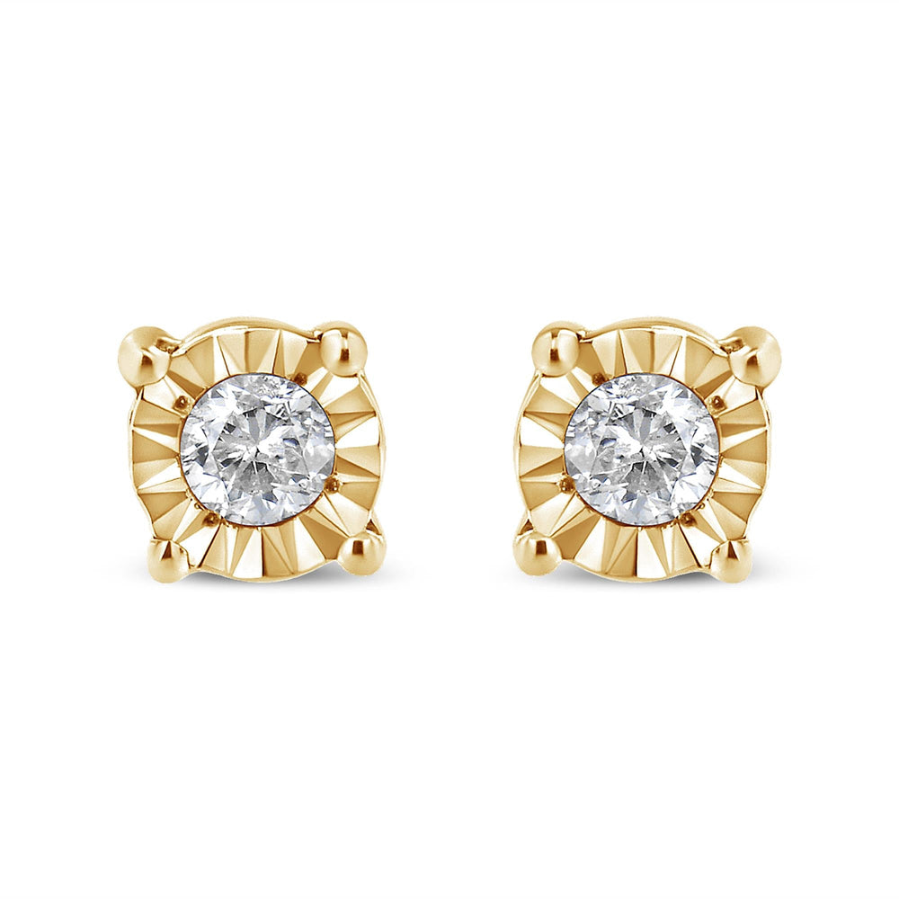 .925 Sterling Silver 1/10 Cttw Round Brilliant-Cut Diamond Miracle-Set Stud Earrings-2