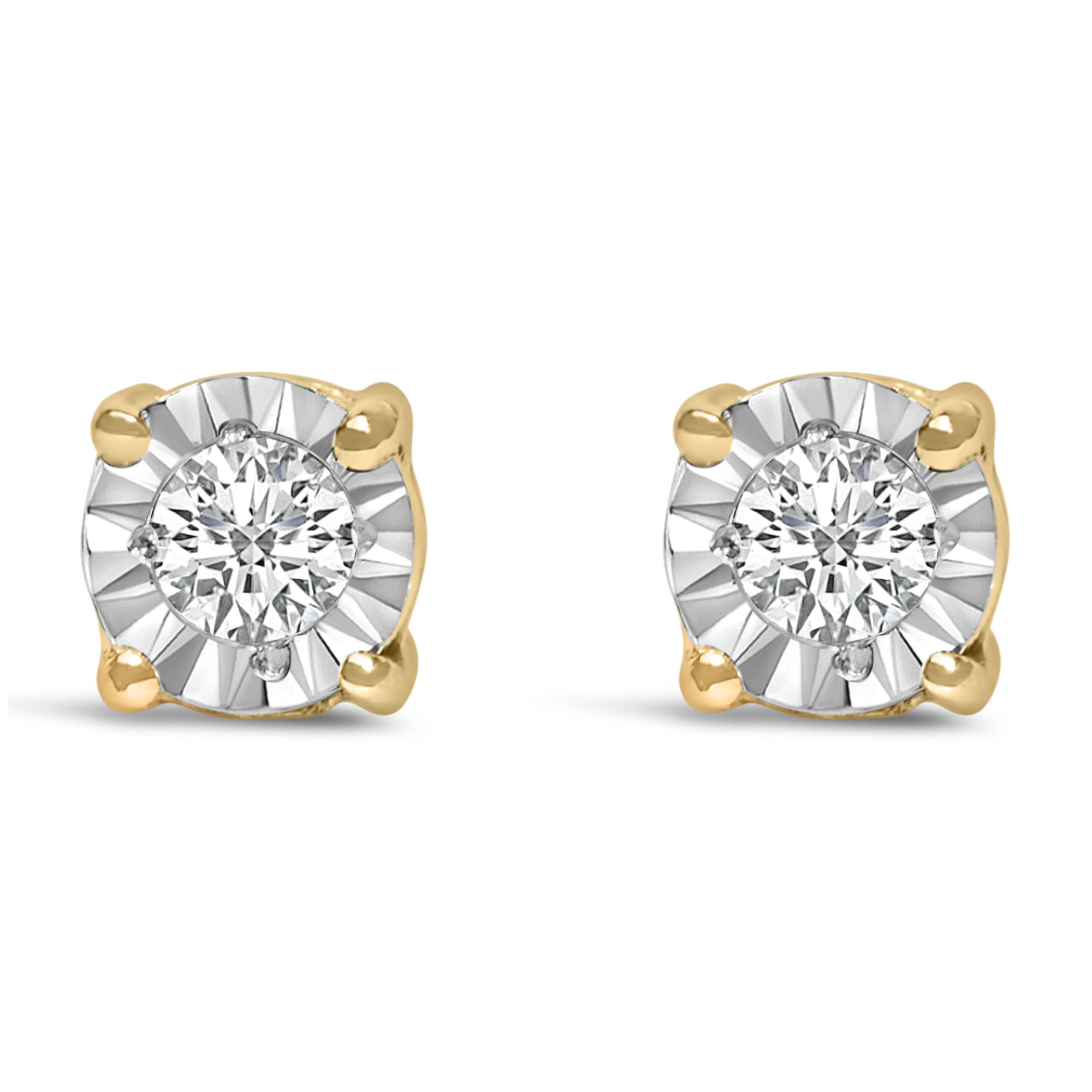 .925 Sterling Silver 1/10 Cttw Round Brilliant-Cut Lab Grown Diamond Miracle-Set Stud Earrings (F-G Color, VS1-VS2 Clarity)-2