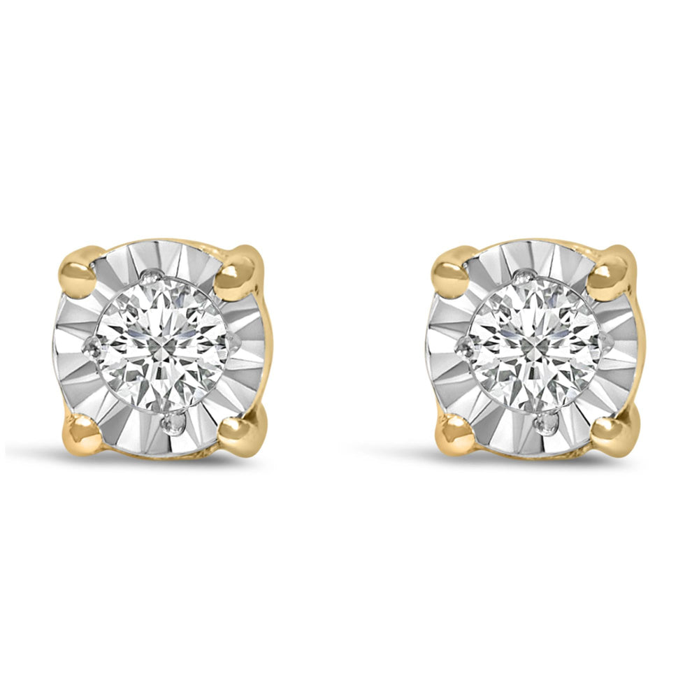 .925 Sterling Silver 1/10 Cttw Round Brilliant-Cut Lab Grown Diamond Miracle-Set Stud Earrings (F-G Color, VS1-VS2 Clarity)-2