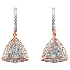 Rose Gold Plated Sterling Silver Round Cut Diamond Fashion Dangle Earrings (0.03 cttw, H-I Color, I2-I3 Clarity)-0