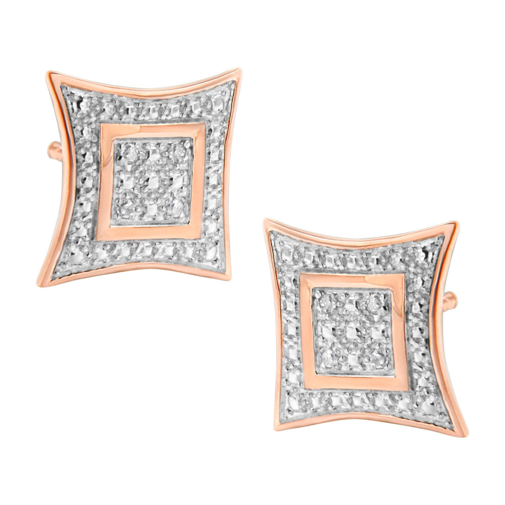 .925 Sterling Silver Diamond Accented 4-Stone Four Pointed Star Shaped Halo-Style Stud Earrings (H-I Color, I2-I3 Clarity)-0