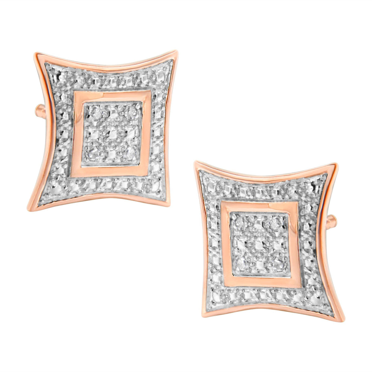 .925 Sterling Silver Diamond Accented 4-Stone Four Pointed Star Shaped Halo-Style Stud Earrings (H-I Color, I2-I3 Clarity)-0