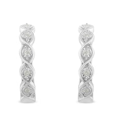 .925 Sterling Silver 1/10 Cttw Miracle-Set Diamond Infinity Swirl Hoop Earrings (I-J Color, I3 Clarity)-0