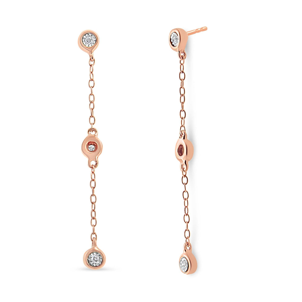 10K Rose Gold Plated .925 Sterling Silver 1/15 Cttw Diamond Dangle Earring (I-J Color, I3-Promo Clarity)-0