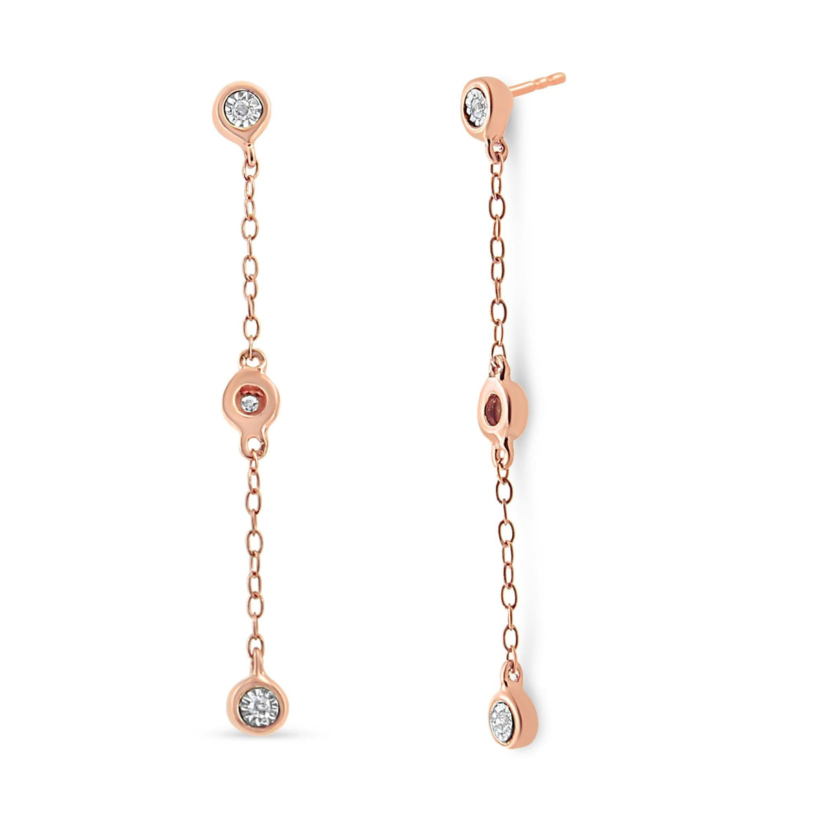 10K Rose Gold Plated .925 Sterling Silver 1/15 Cttw Diamond Dangle Earring (I-J Color, I3-Promo Clarity)-0