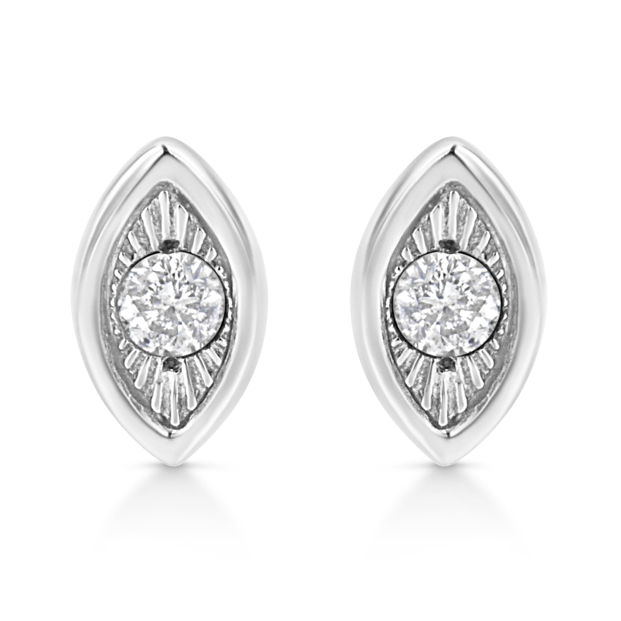 .925 Sterling Silver 1/10 Cttw Miracle-Set Diamond Stud Earrings (I-J Color, I2-I3 Clarity) - Choice of Shapes-0