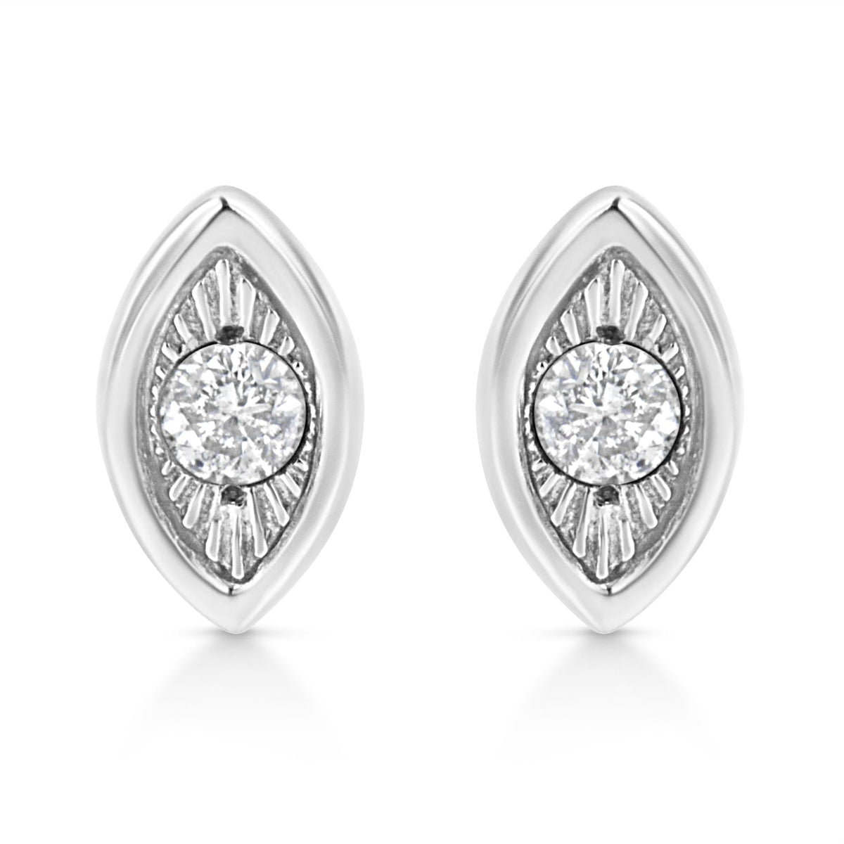 .925 Sterling Silver 1/10 Cttw Miracle-Set Diamond Stud Earrings (I-J Color, I2-I3 Clarity) - Choice of Shapes-0