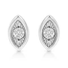 .925 Sterling Silver 1/10 Cttw Miracle-Set Diamond Stud Earrings (I-J Color, I2-I3 Clarity) - Choice of Shapes-0