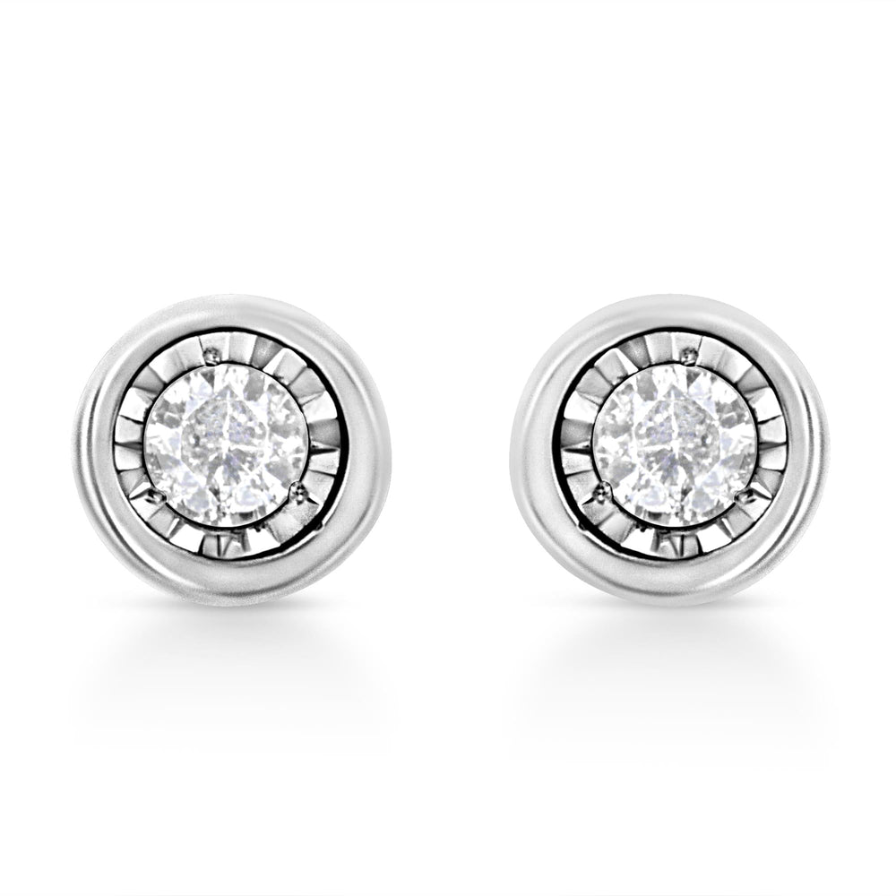 .925 Sterling Silver 1/10 Cttw Miracle-Set Diamond Stud Earrings (I-J Color, I2-I3 Clarity) - Choice of Shapes-1