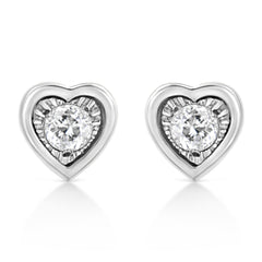 .925 Sterling Silver 1/10 Cttw Miracle-Set Diamond Stud Earrings (I-J Color, I2-I3 Clarity) - Choice of Shapes-3