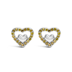 925 Sterling Silver 1/6 Cttw Diamond Open Double Heart Stud Earrings - Choice of Diamond Color-2