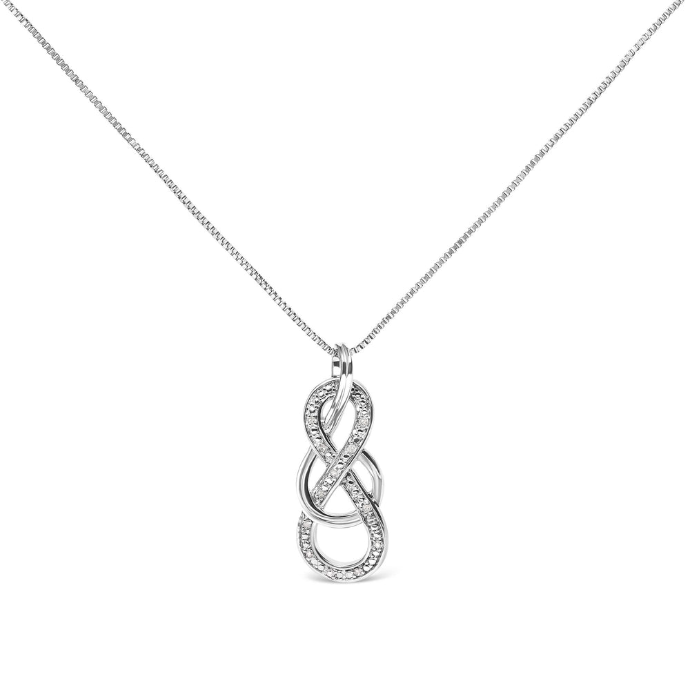 925 Sterling Silver Diamond Accent Interlocking Infinity Pendant Necklace (H-I Color, I2-I3 Clarity) - 18" Inches-0
