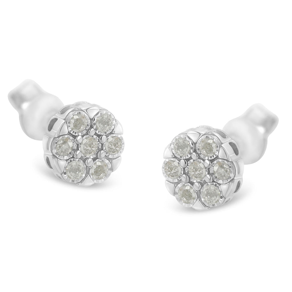 Sterling Silver Rose-Cut Diamond Floral Cluster Stud Earring (0.25 cttw, I-J Color, I2-I3 Clarity)-1