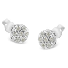 Sterling Silver Rose-Cut Diamond Floral Cluster Stud Earring (0.25 cttw, I-J Color, I2-I3 Clarity)-1