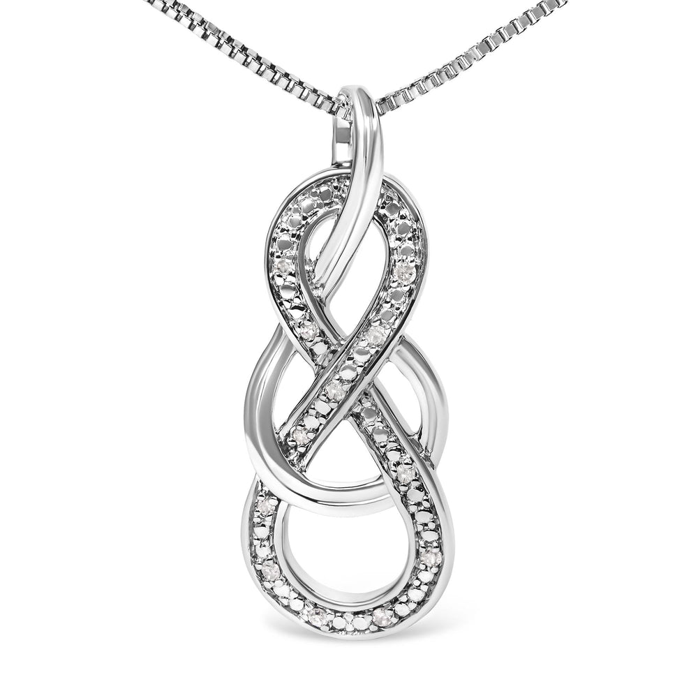 925 Sterling Silver Diamond Accent Interlocking Infinity Pendant Necklace (H-I Color, I2-I3 Clarity) - 18" Inches-1