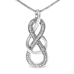 925 Sterling Silver Diamond Accent Interlocking Infinity Pendant Necklace (H-I Color, I2-I3 Clarity) - 18" Inches-1