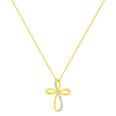 .925 Sterling Silver Diamond Accent Cross Ribbon 18" Pendant Necklace (I-J Color, I2-I3 Clarity)-3