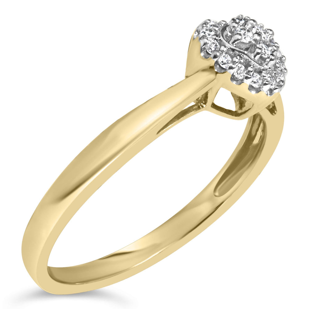 14K Yellow Gold Plated .925 Sterling Silver 1/10 Cttw Round-Cut Diamond Heart Engagement Ring (I-J Color, I3 Clarity)-2