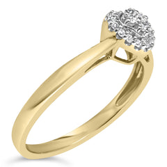 14K Yellow Gold Plated .925 Sterling Silver 1/10 Cttw Round-Cut Diamond Heart Engagement Ring (I-J Color, I3 Clarity)-2