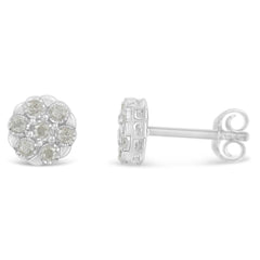 Sterling Silver Rose-Cut Diamond Floral Cluster Stud Earring (0.25 cttw, I-J Color, I2-I3 Clarity)-2